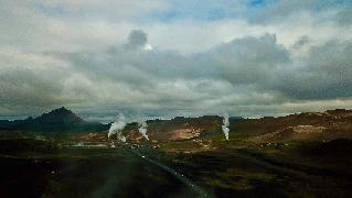 géothermie, lac bleu, Mývatn Nature Baths, Jarðböðin við Mývatn, route 1, couche de soleil